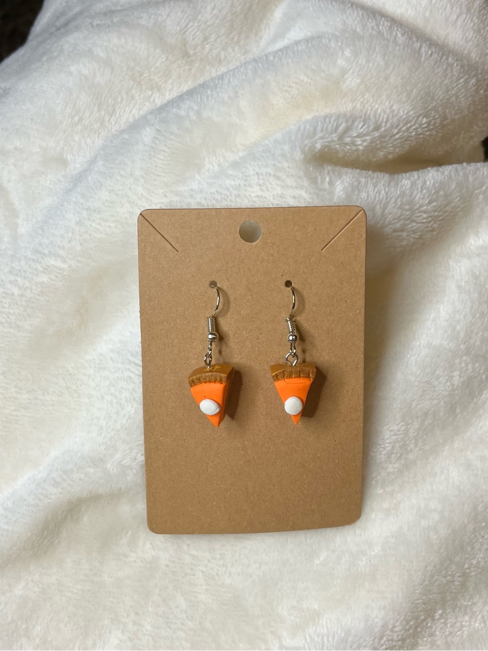 Pumpkin Pie Slice Dangle Earrings Handcrafted Great for Fall / Halloween - Picture 3 of 3